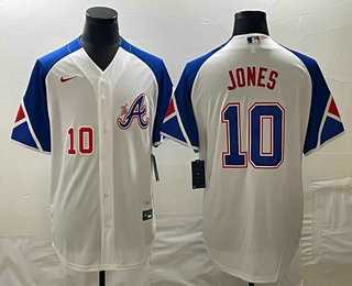 Mens Atlanta Braves #10 Chipper Jones Number White 2023 City Connect Cool Base Stitched Jersey->atlanta braves->MLB Jersey
